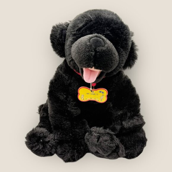 Build-A-Bear Black Lab Plush Puppy Dog with Red Collar 13" Stuffed Animal Toy - Picture 1 of 7